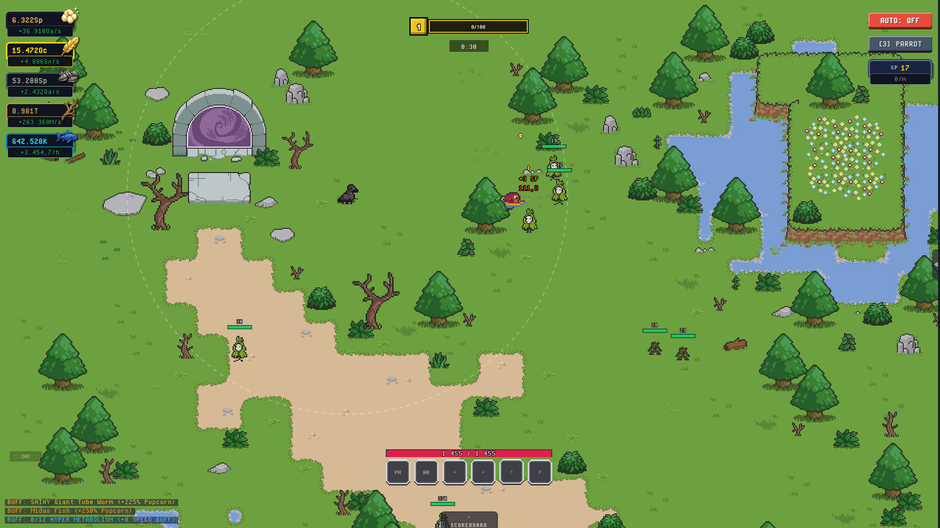 Official Birb Expedition screenshot with a portal, Parrot and enemies.